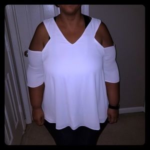 White shirt with shoulder out